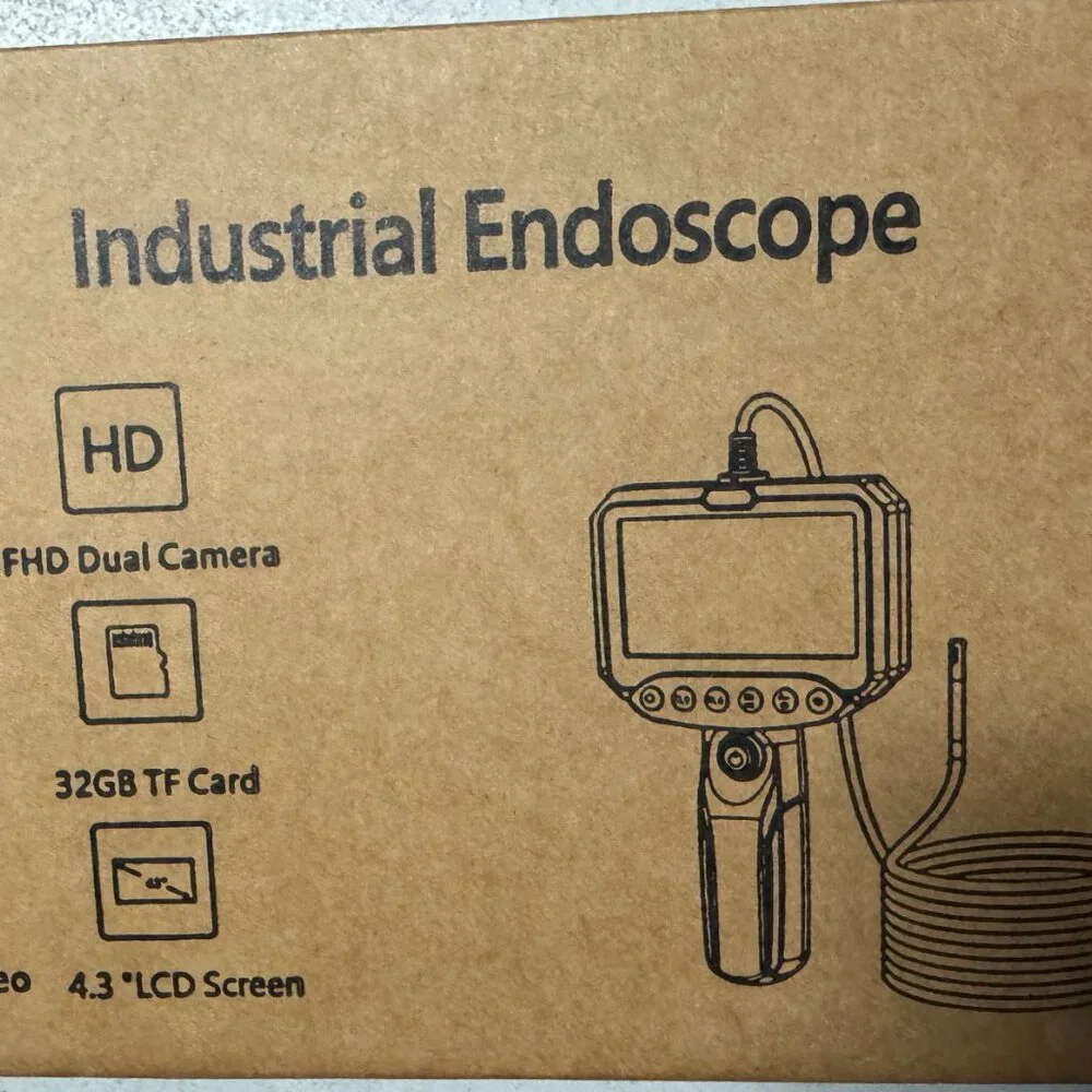 Dual Lens Endoscope Camera with Light, 1920P HD Industrial Borescope with 4.3